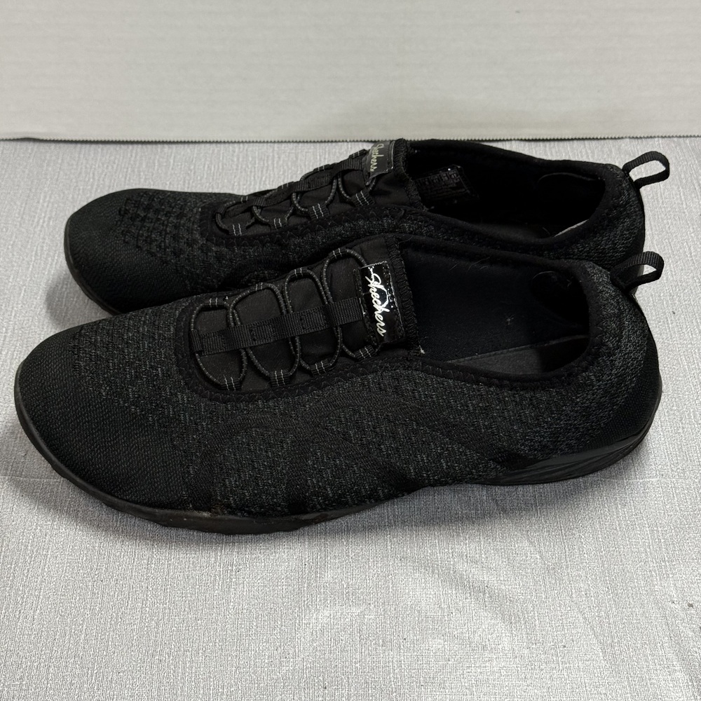 Skechers women's slip on sneakers size 11 black knit comfort - Picture 3 of 9